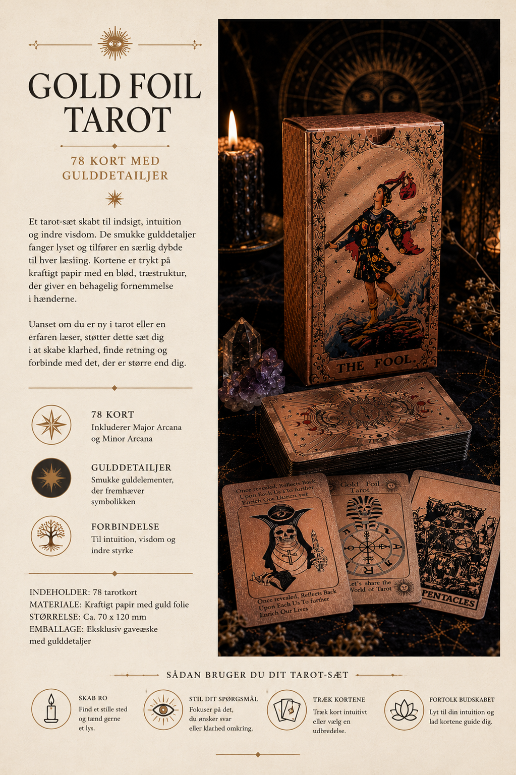 Rose Gold Foil Tarot Card Set – Moon Phase