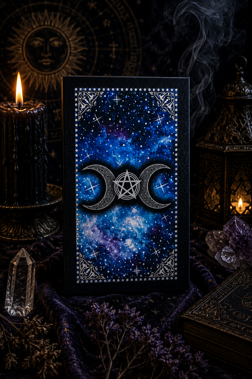 Moon Face · Tarotkort med metallisk finish og guidebog