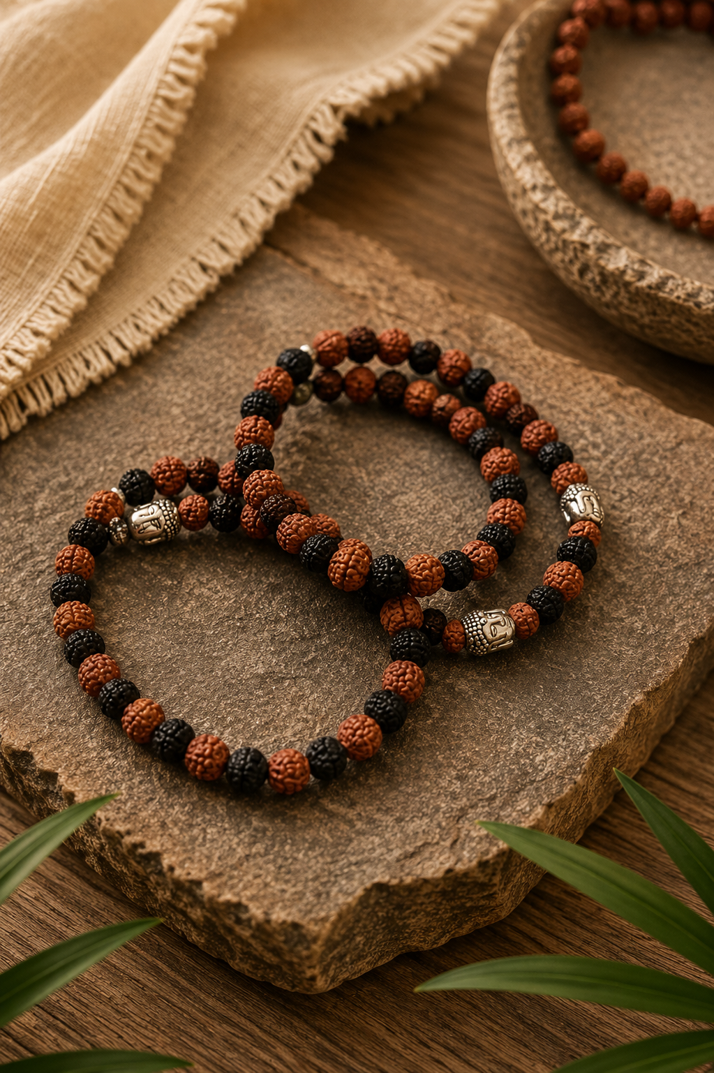 Rudraksha Buddha Armbånd • Naturens Ro og Spirituel Tradition