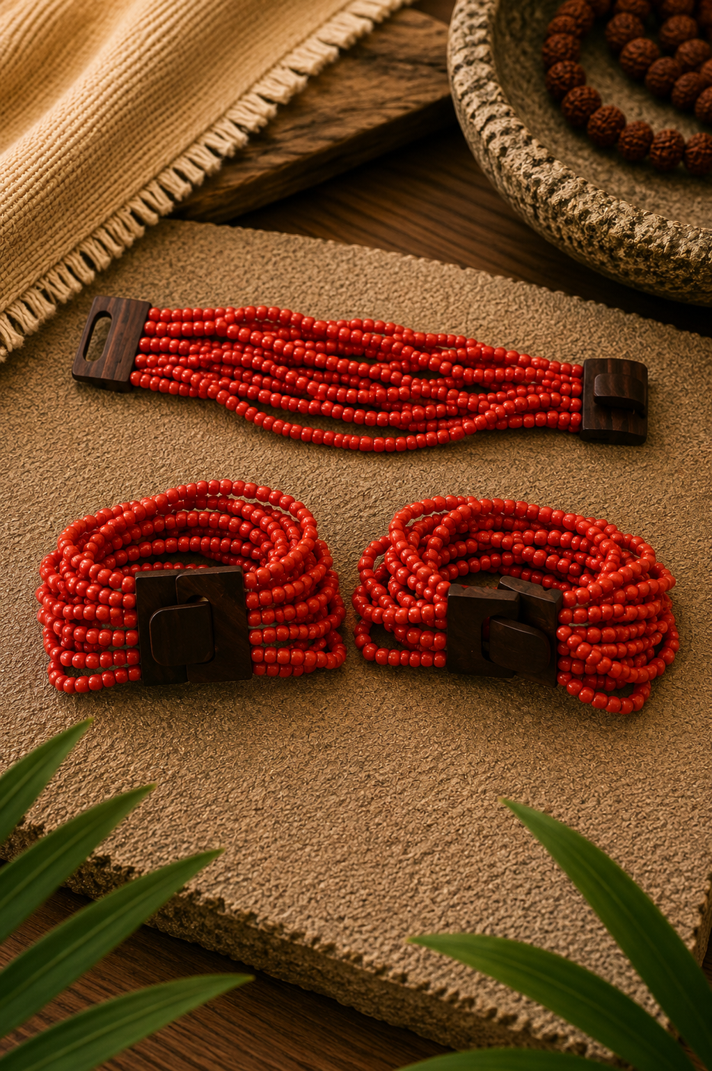 Multi Bead Armbånd med Trælås