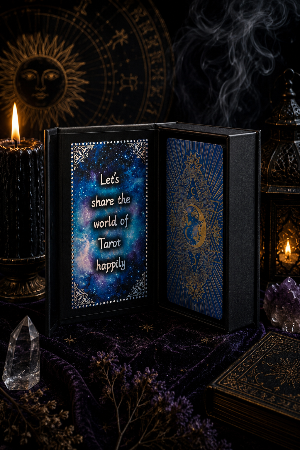 Moon Face · Tarotkort med metallisk finish og guidebog