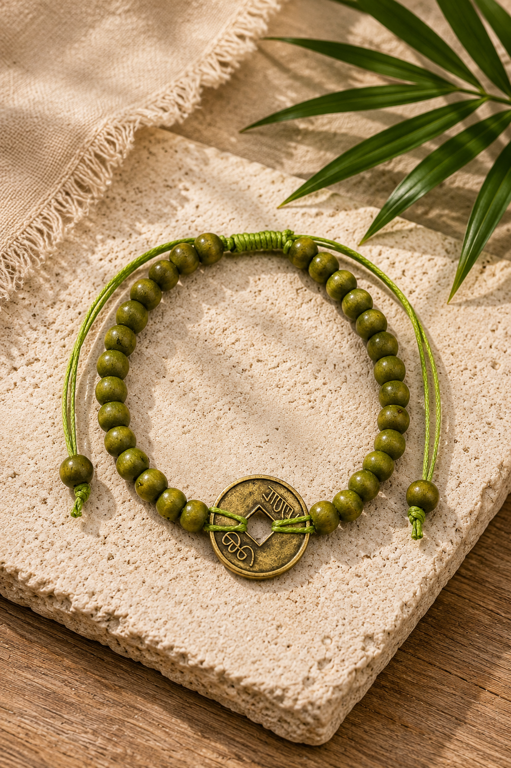 Limegrønt Good Luck Feng Shui Armbånd