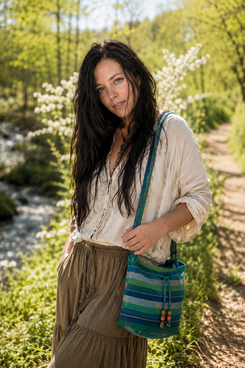 Nepal Sling Bag Forårsenge Grøn & Blå