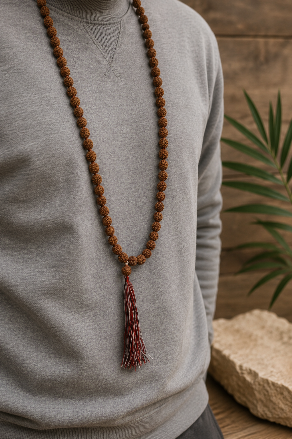 Rudraksha Mala Halskæde • Natural • 108 Perler