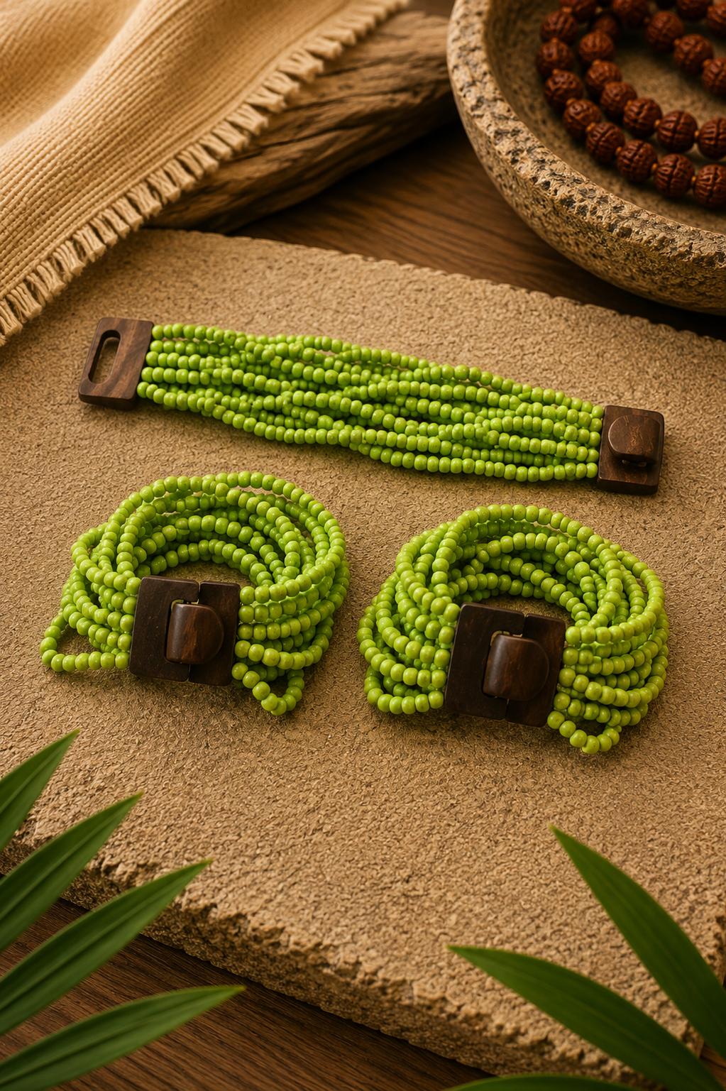 Multi Bead Armbånd med Trælås