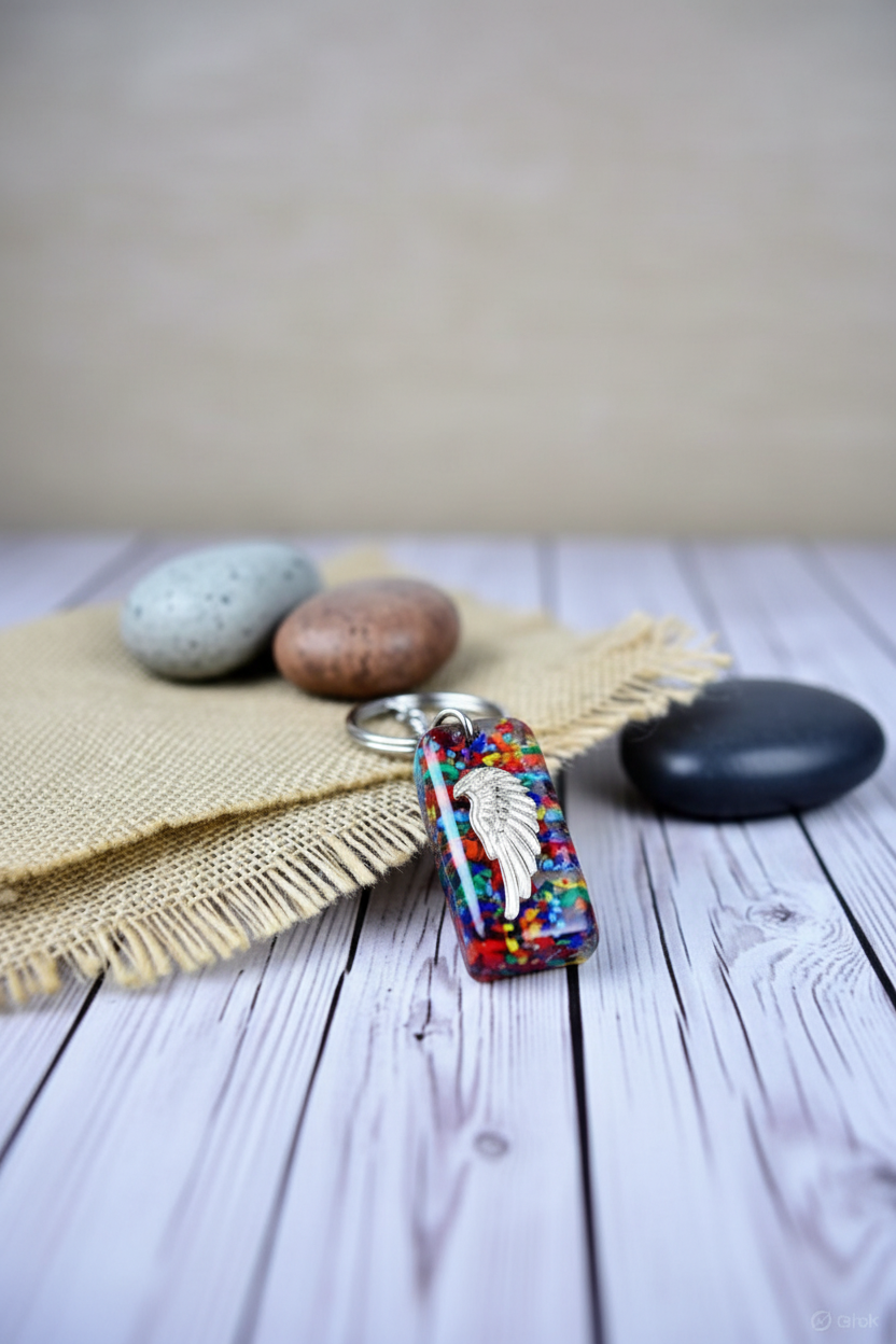 Orgonite Nøglering – Guardian Protection med Vinge