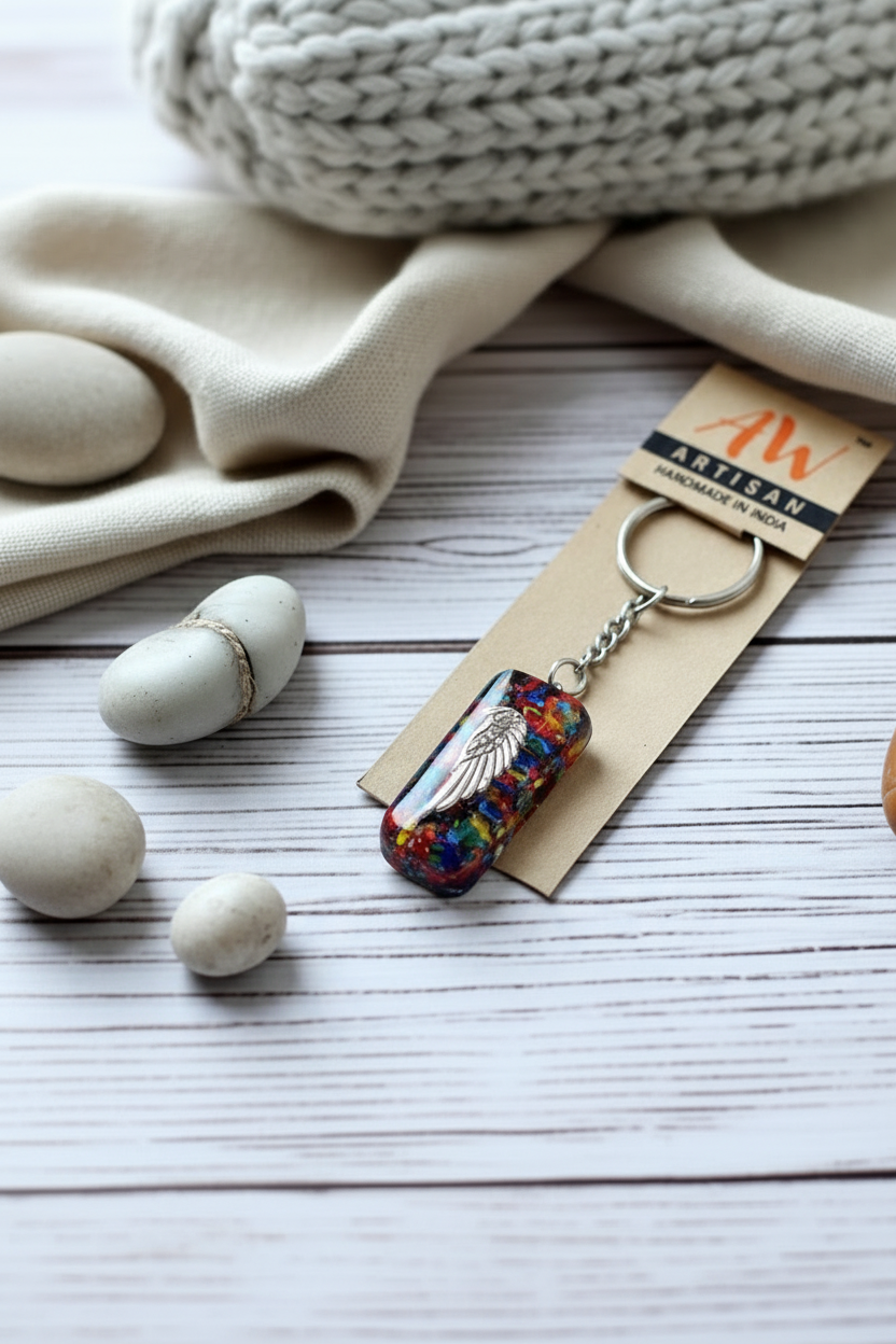 Orgonite Nøglering – Guardian Protection med Vinge