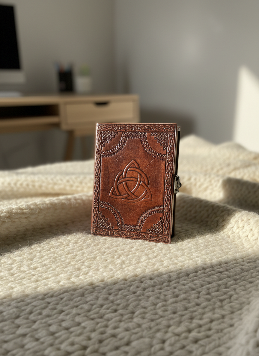 Esoterisk Notebook – Circle Triquetra – Rød/Brun – 200 sider