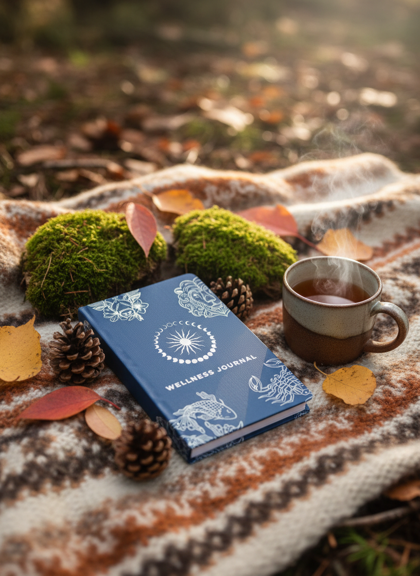 Midnatsblå & Sølv Velvære-Journal – “Stjernetegn”