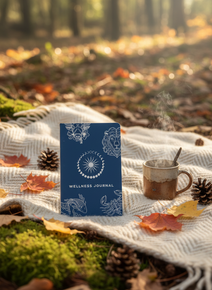 Midnatsblå & Sølv Velvære-Journal – “Stjernetegn”