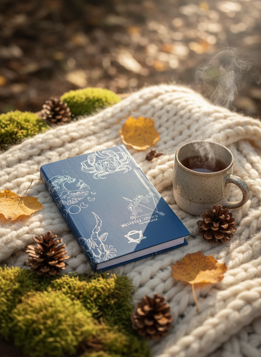 Midnatsblå & Sølv Velvære-Journal – “Stjernetegn”