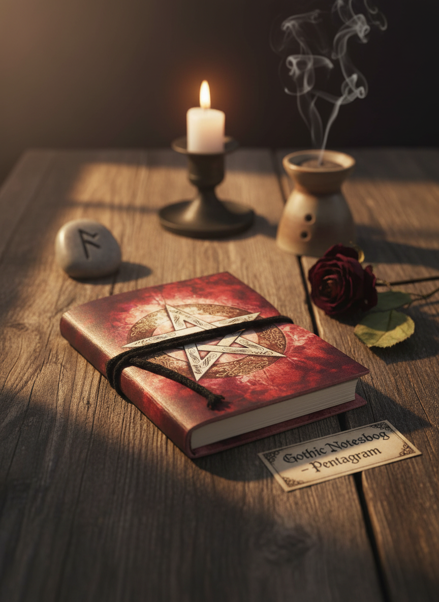 Gothic Notesbog – Pentagram 7x10 cm