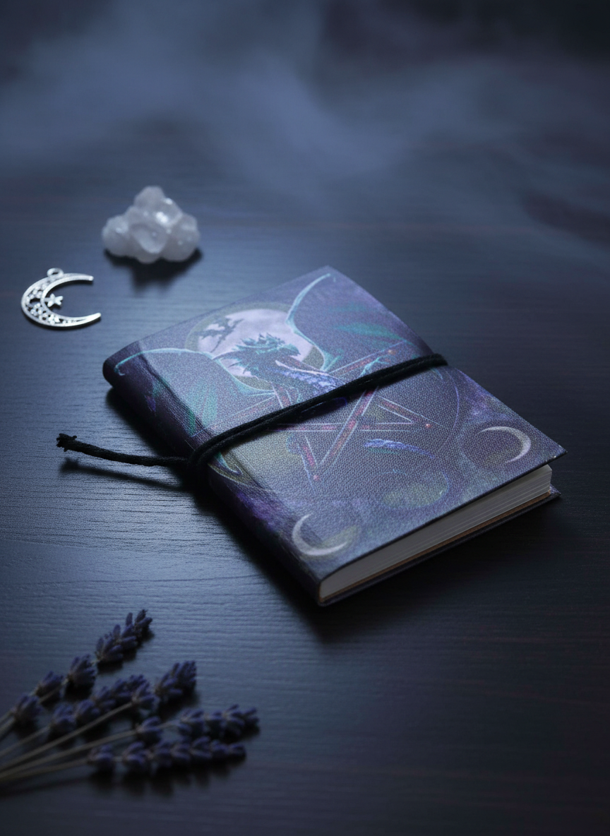 Gothic Notesbog – Månedrage & Pentagram 7x10 cm