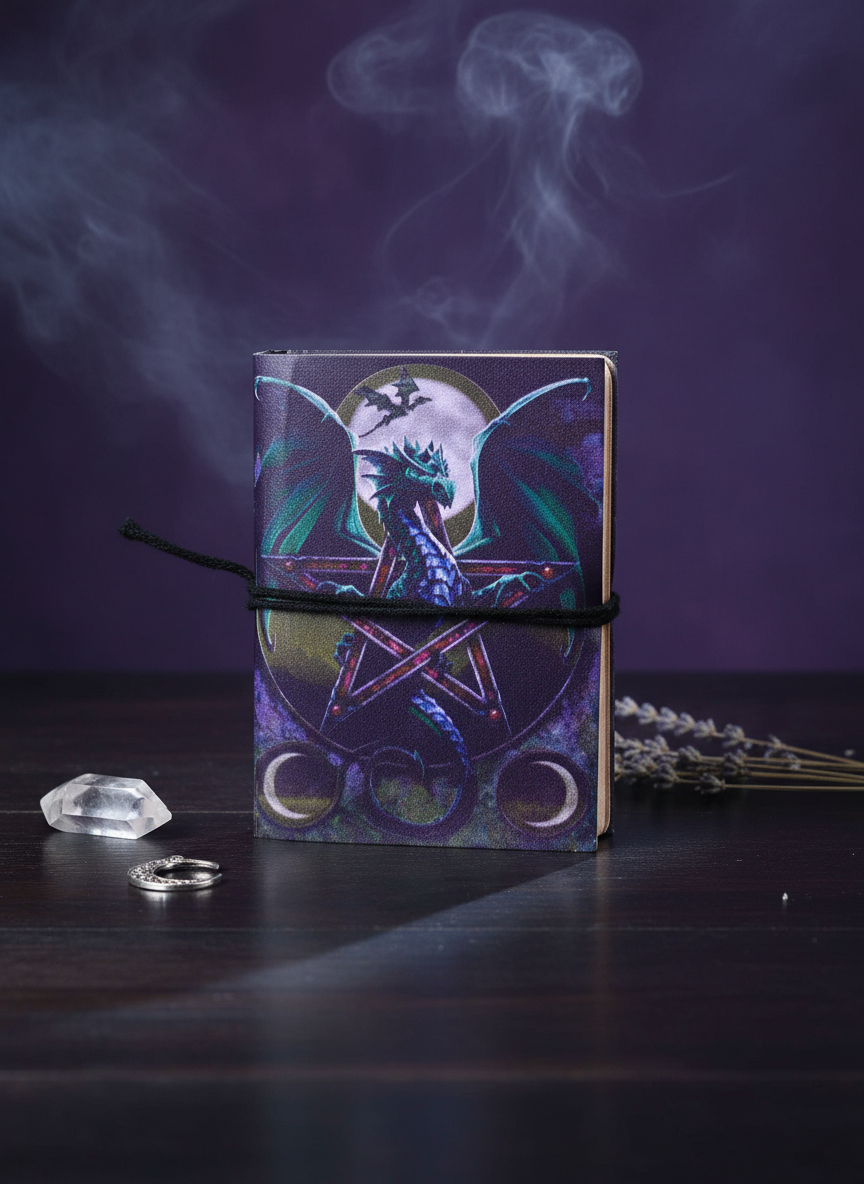 Gothic Notesbog – Månedrage & Pentagram 7x10 cm