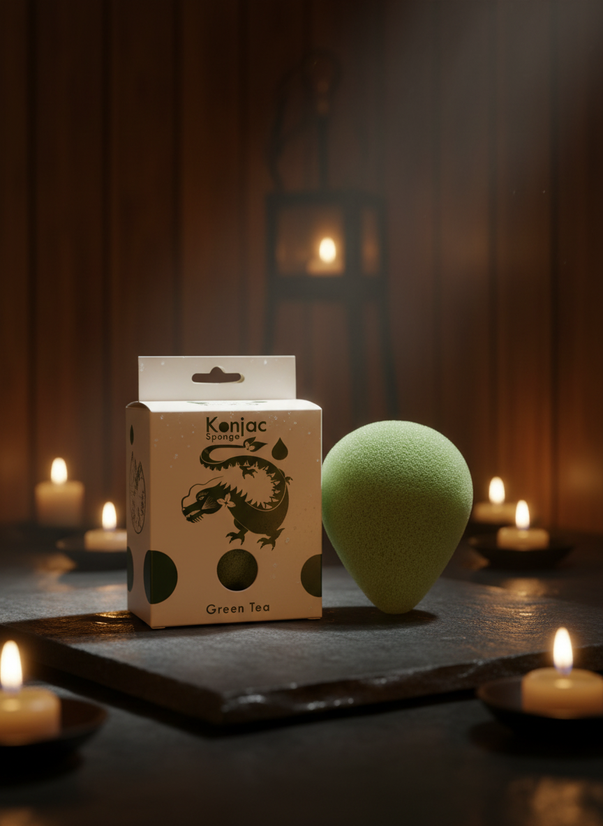 Teardrop Konjac Svamp – Grøn Te – Beskyttende