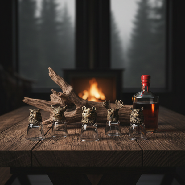 Gift Set of 6 Bottom Up Shot Glasses – Wild Forest Creatures (50 ml)