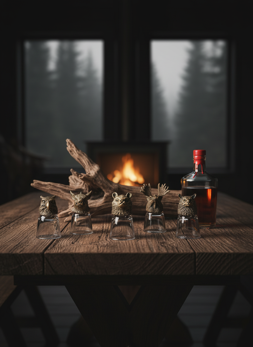 Gift Set of 6 Bottom Up Shot Glasses – Wild Forest Creatures (50 ml)