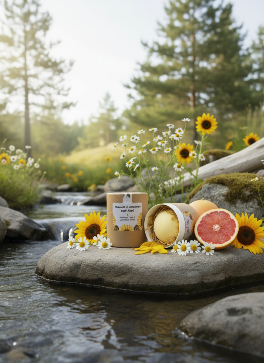 Sunflower Serenity – kamille & Grapefrugt Bath Bomb Set