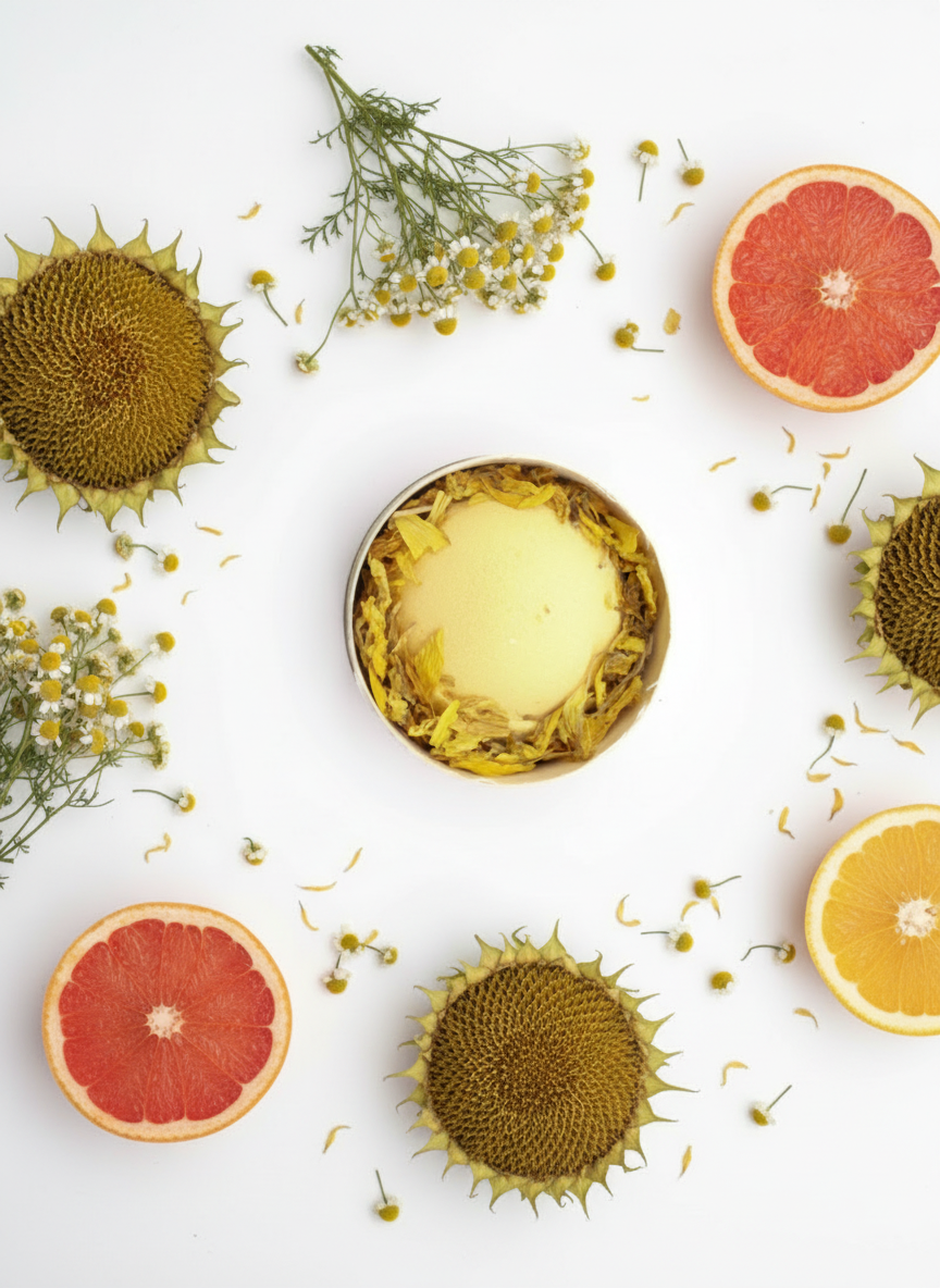 Sunflower Serenity – kamille & Grapefrugt Bath Bomb Set