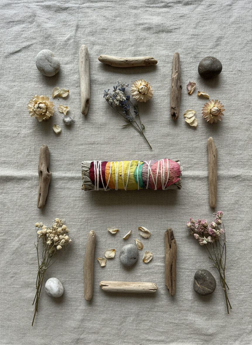 Smudge Stick – 7 Chakras Rose Petals Sage 10 cm