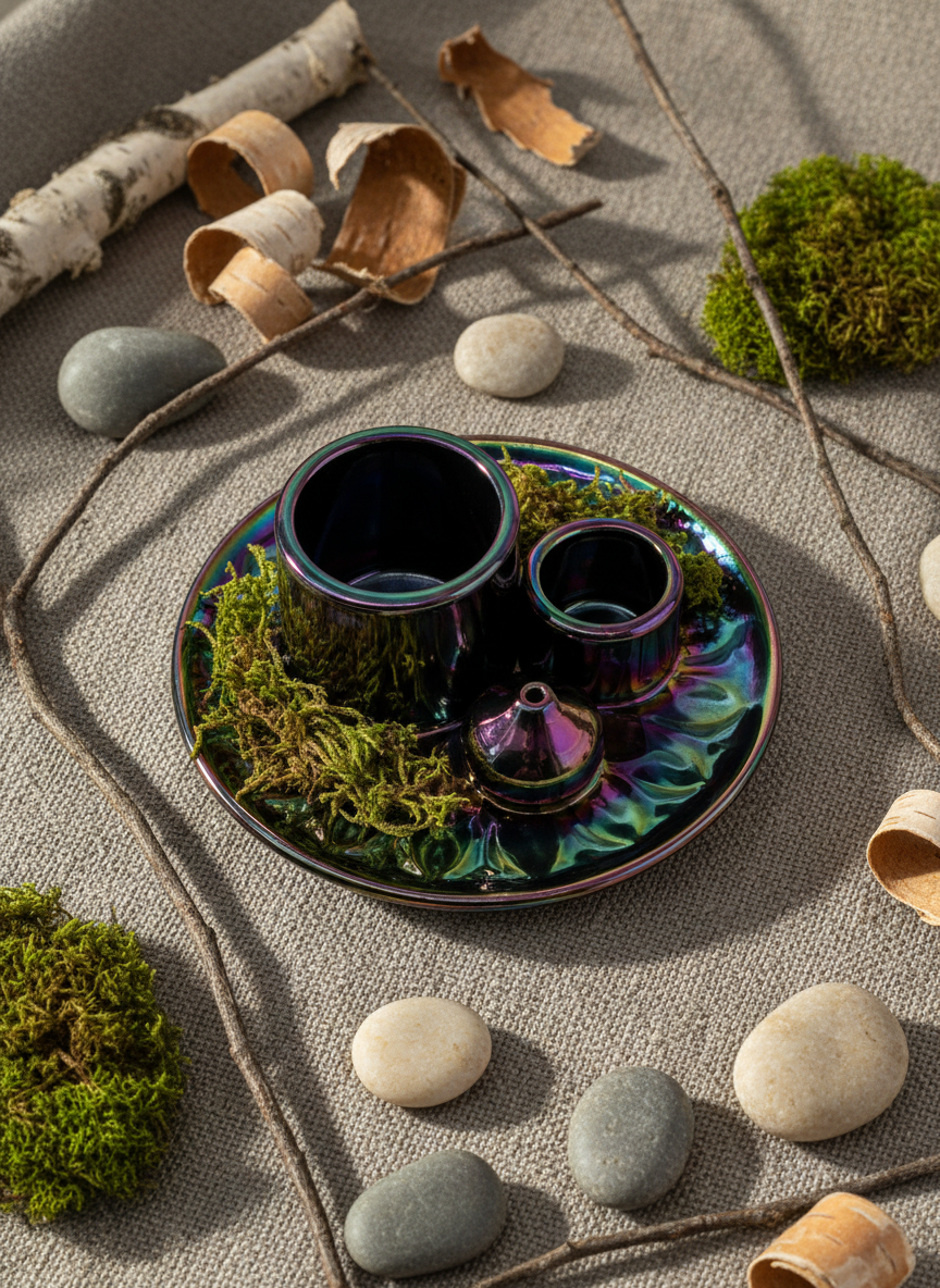 Palo Santo Stick & Smudge Holder – Mandala – Metallic Rainbow