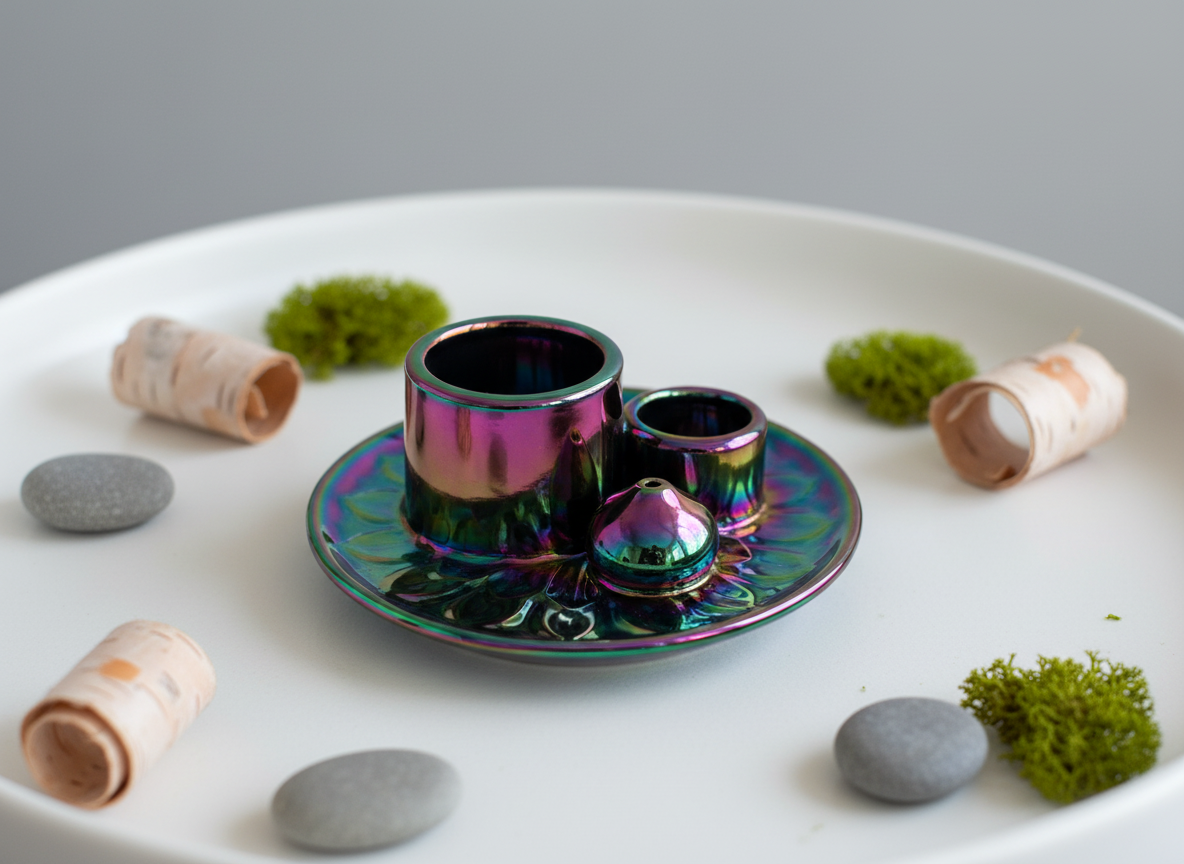 Palo Santo Stick & Smudge Holder – Mandala – Metallic Rainbow