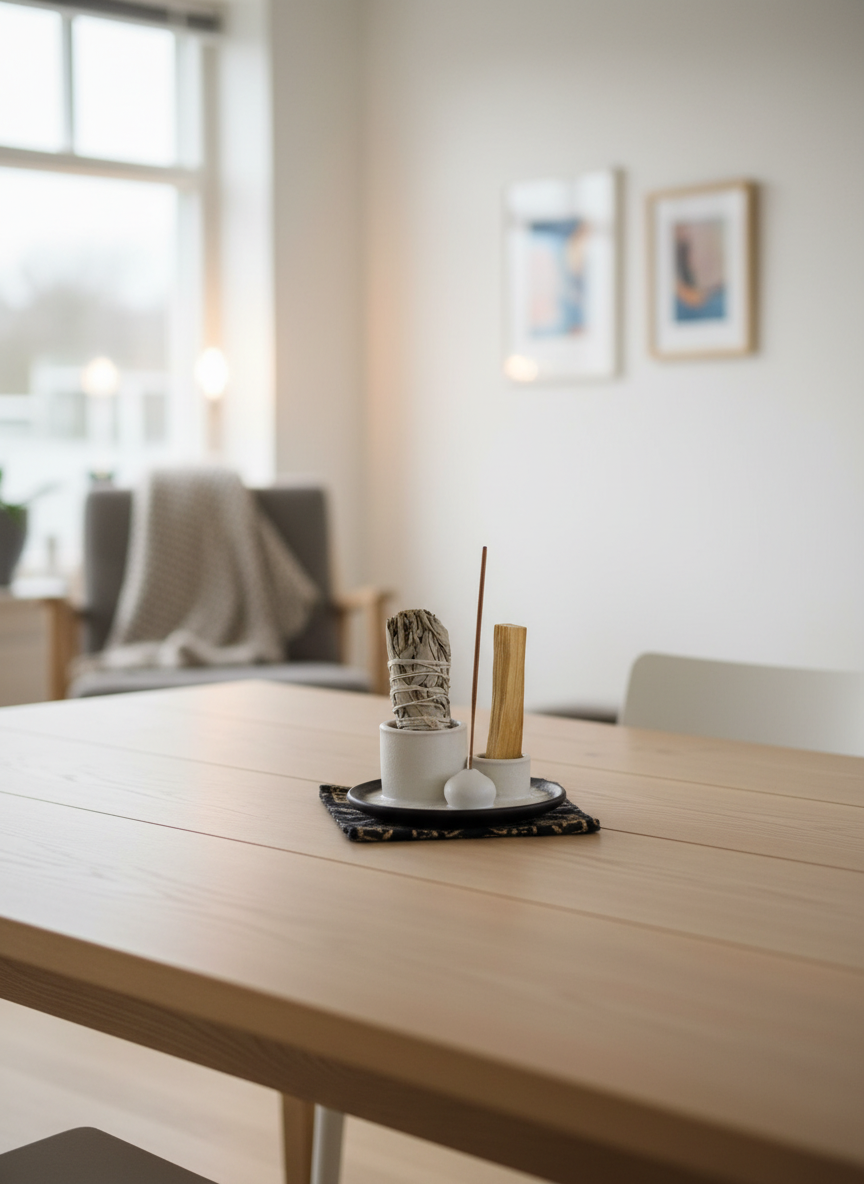 Palo Santo Stick & Smudge Holder – Mandala – White & Grey