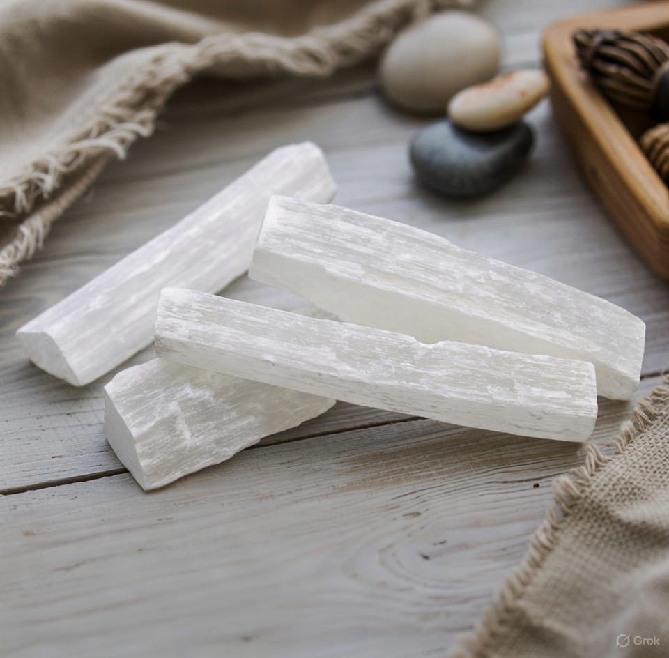 Selenit Stav – Rå Krystal 7-10 cm