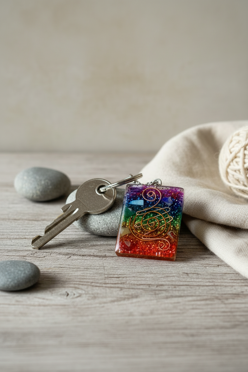 Orgonite Nøglering  Home Protect Copper and Chakra