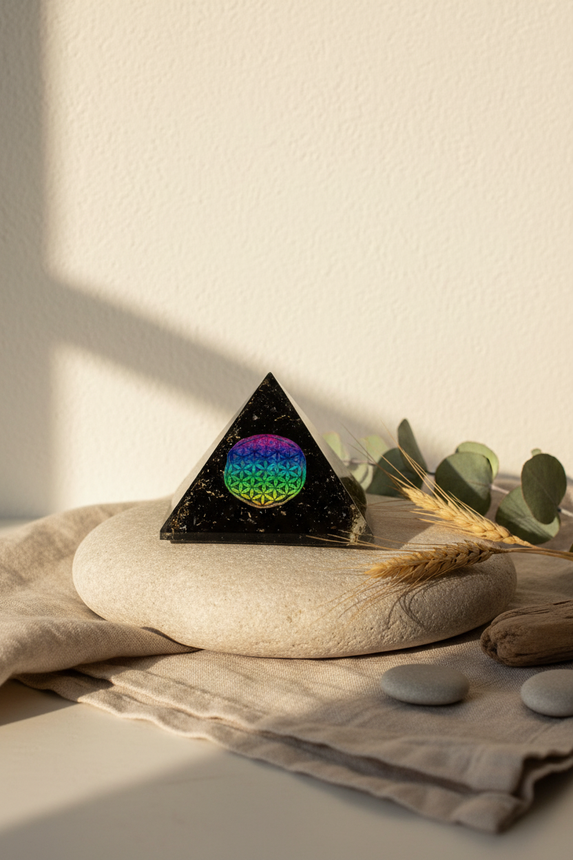 Lille Orgonite Pyramid – Flower of Life