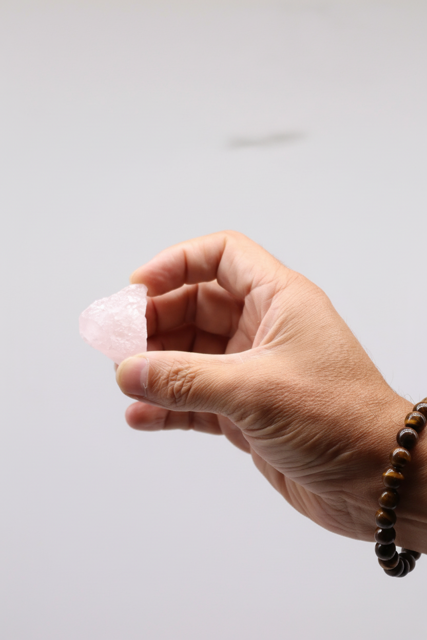 Rosenkvarts – rå krystal
