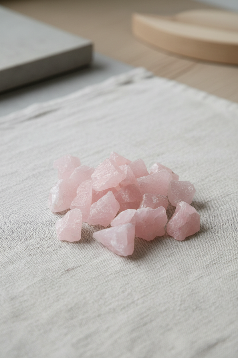 Rosenkvarts – rå krystal