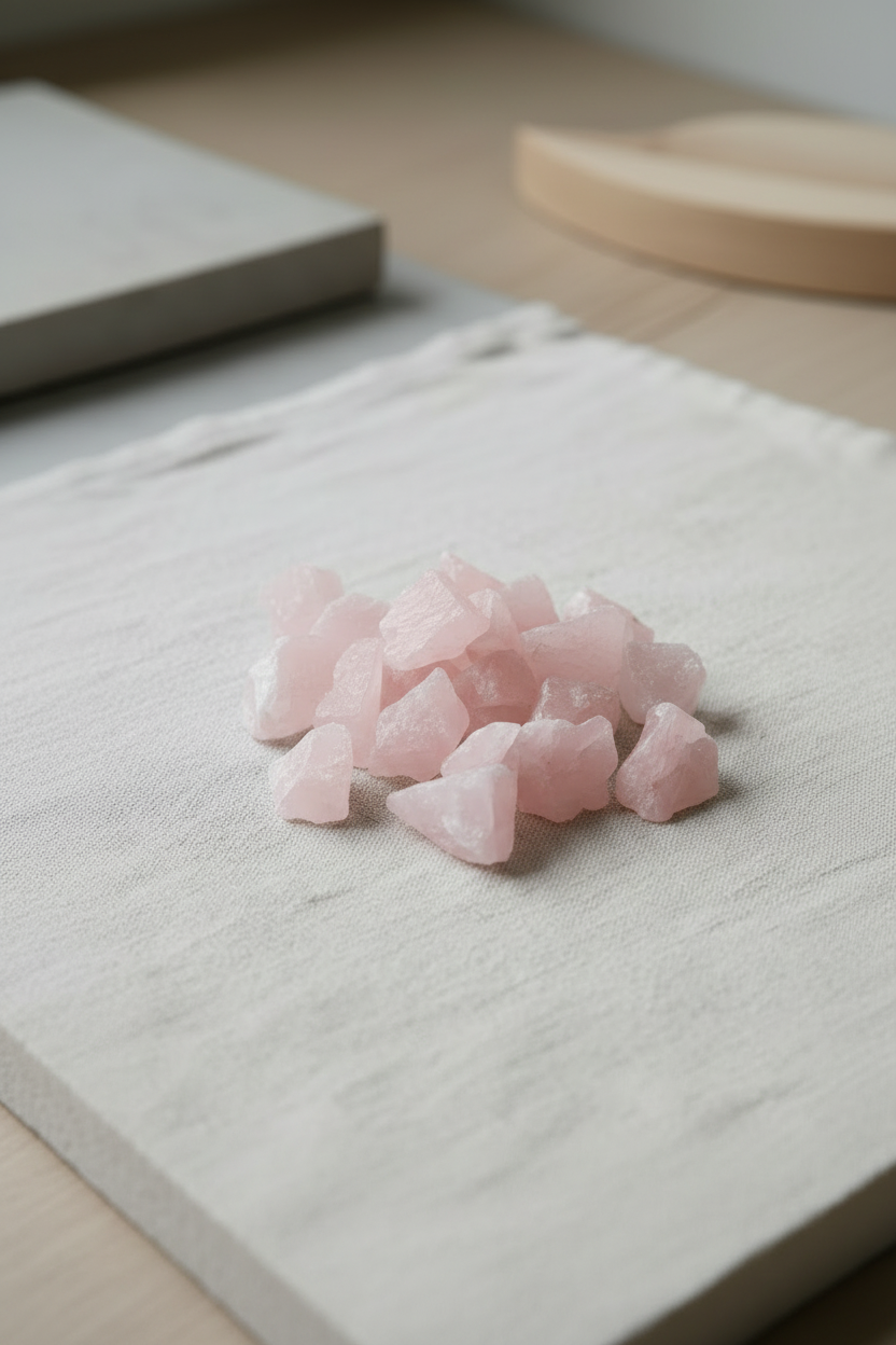 Rosenkvarts – rå krystal