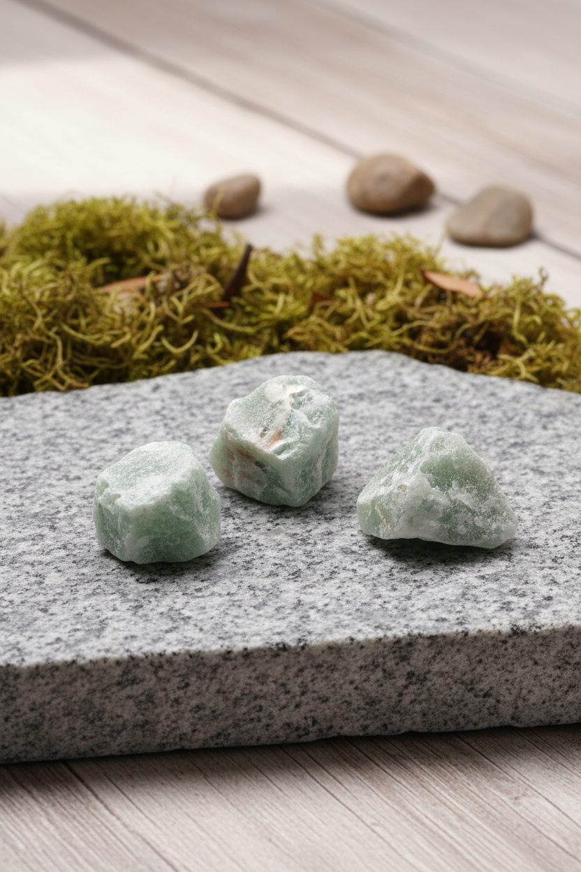 Jade – rå krystaller  Ca. 2–4 cm