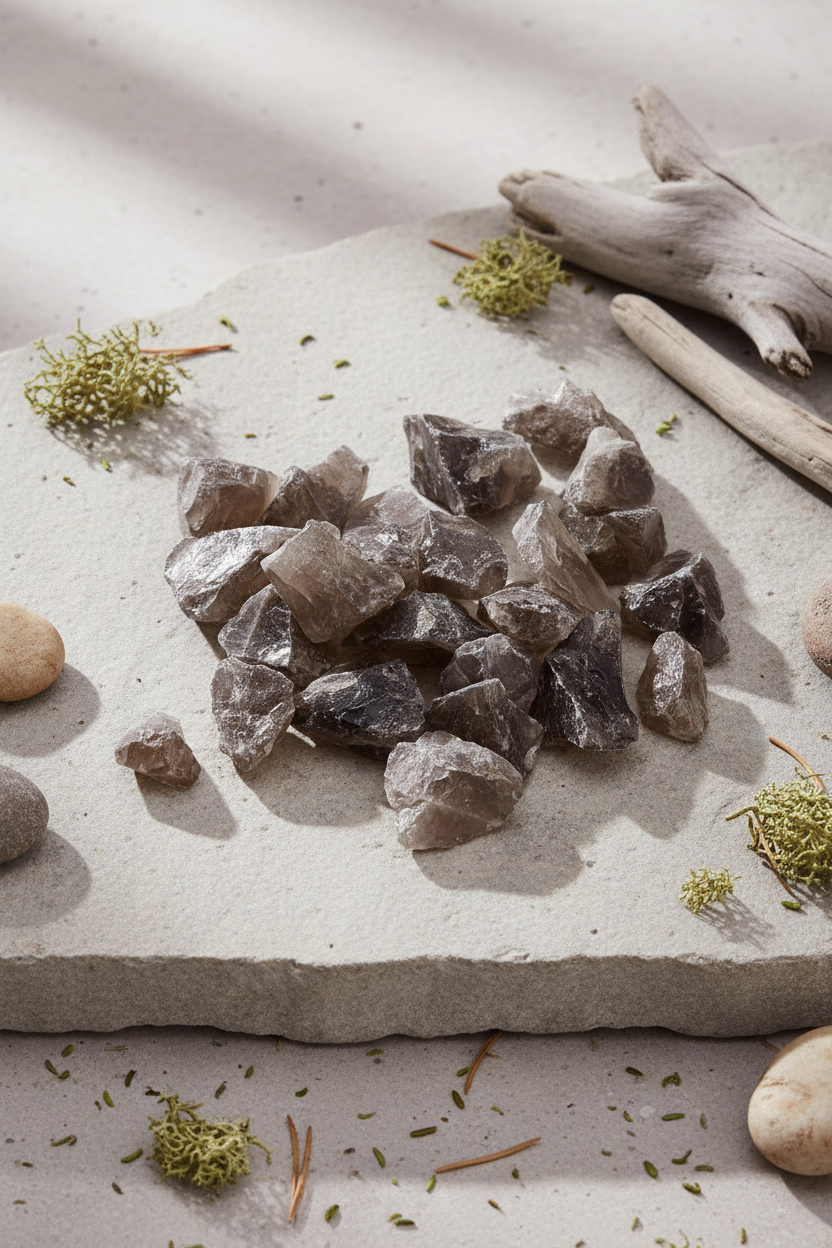 Røgkvarts – rå krystaller  Ca. 2–4 cm