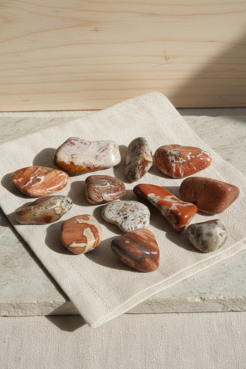 Light Jasper – Brecciated (poleret sten, ca. 3–5 cm)