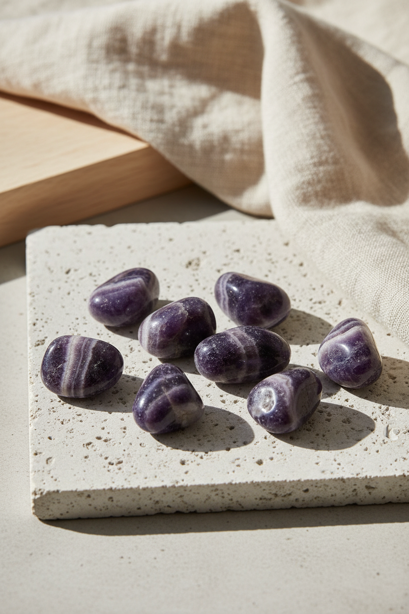 Amethyst Chevron – poleret tumblestone