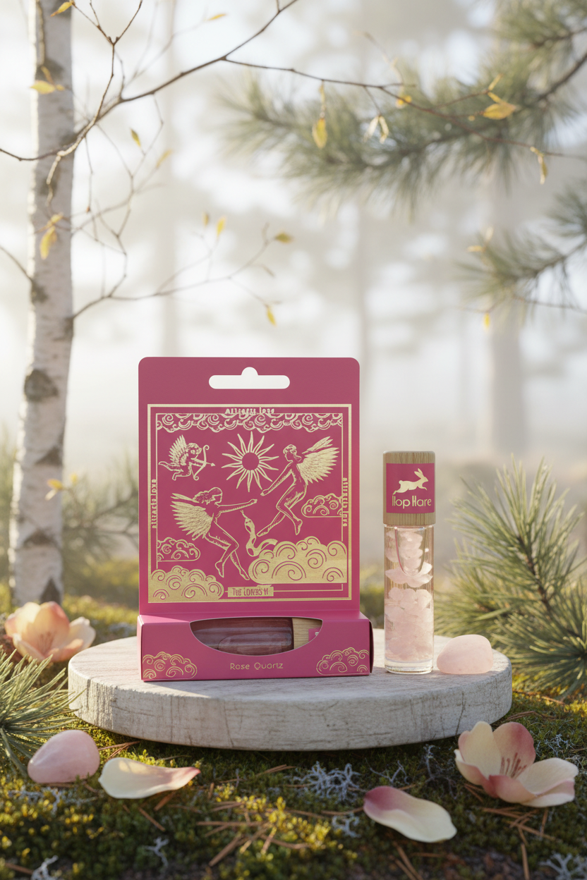 Hop Hare Tarot Roll-On – The Lovers med rosenkvarts