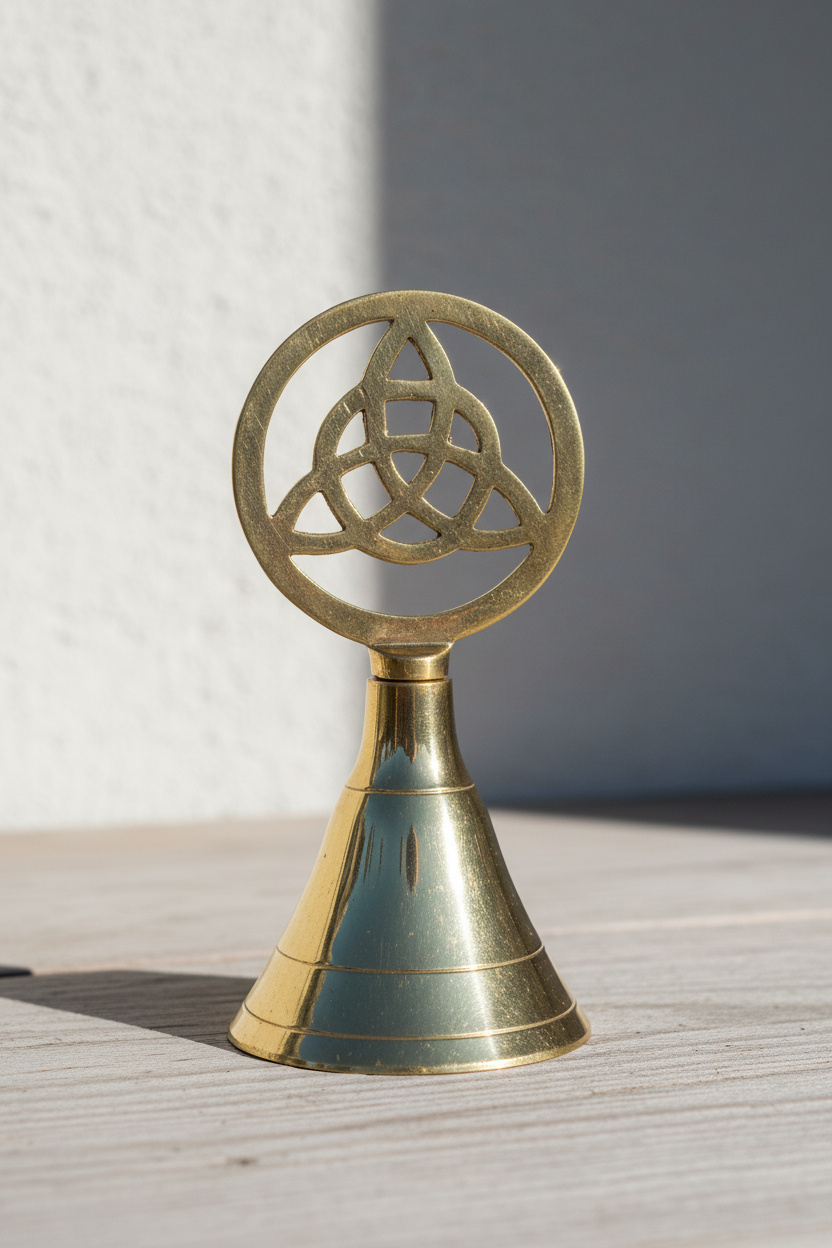 Alterklokke i messing med Triquetra