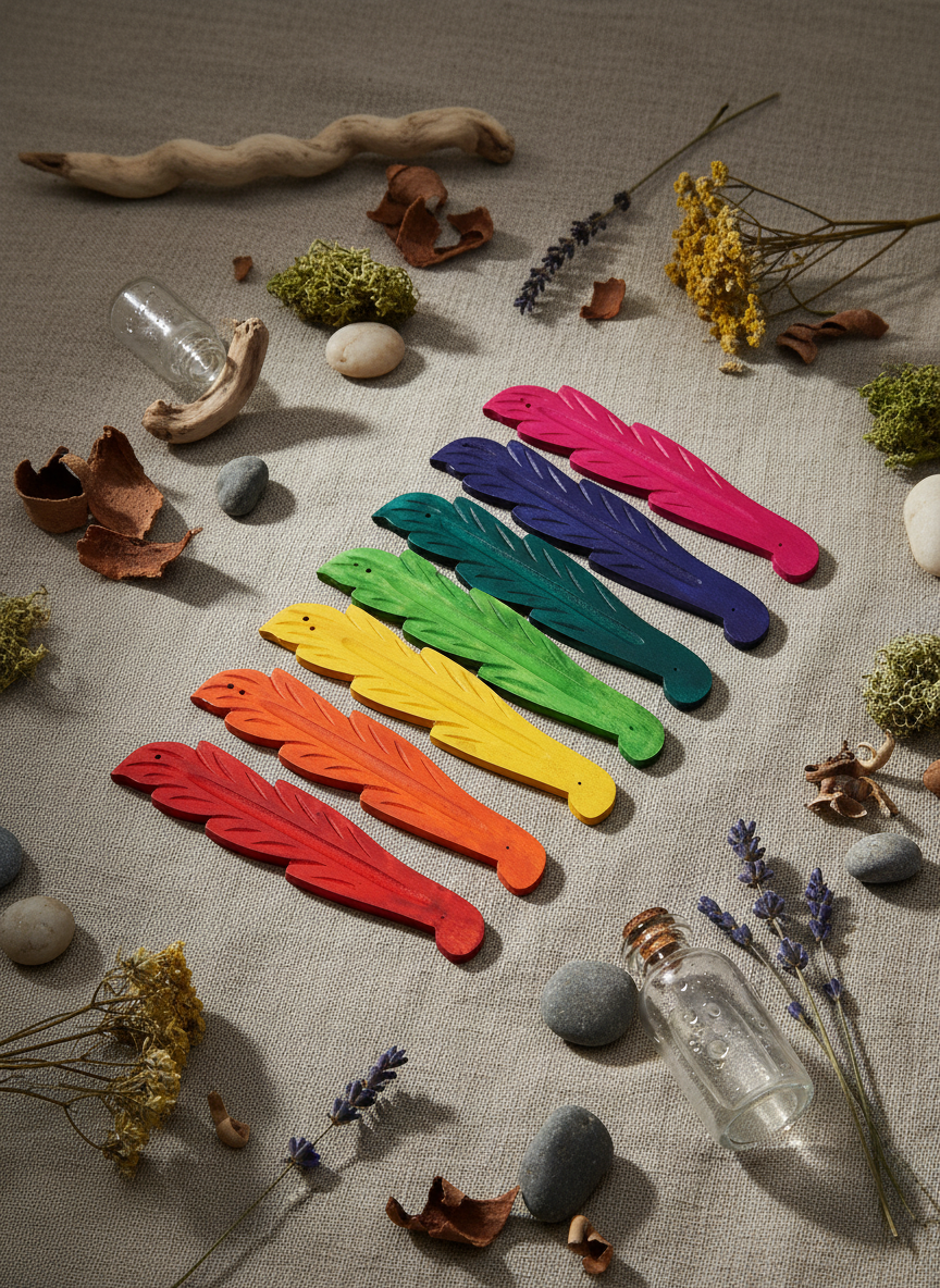 Bladformet røgelsesholder i mangotræ.