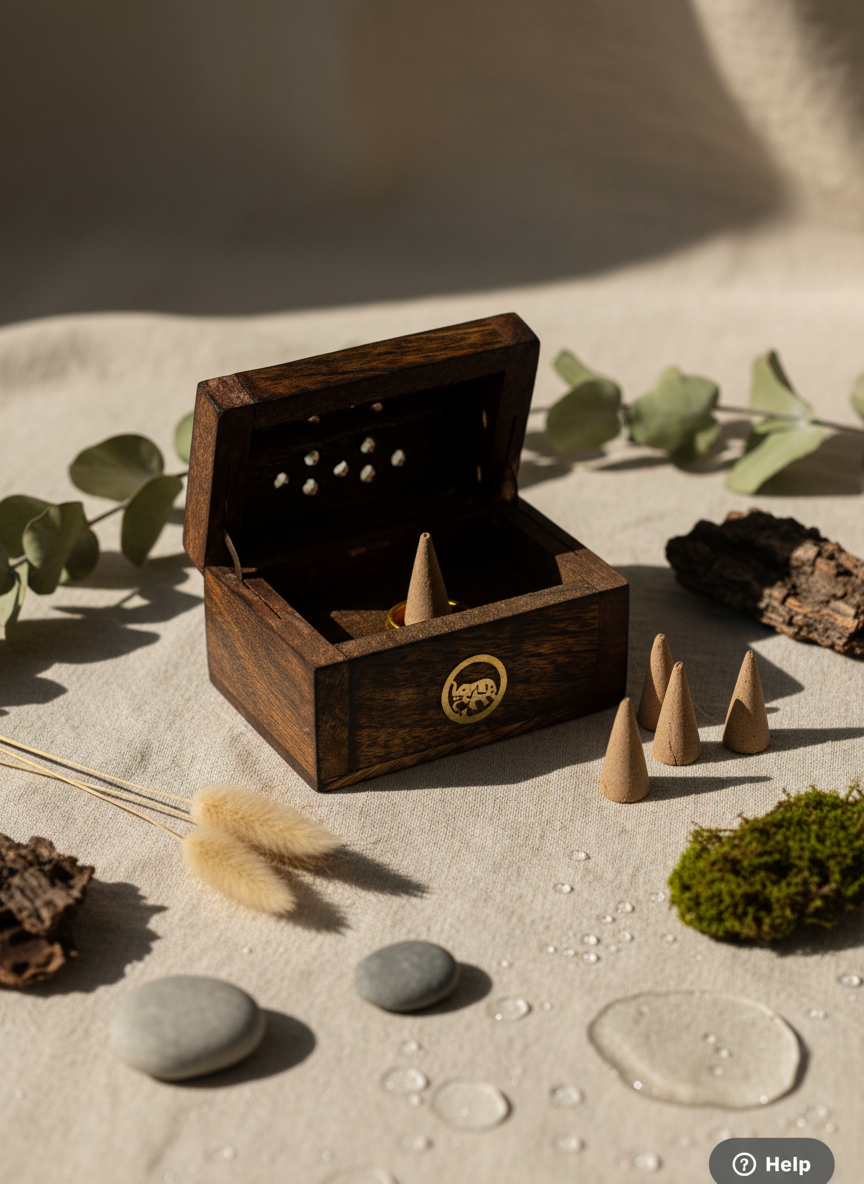 Mini Incense Cone Smoke Box i mangotræ