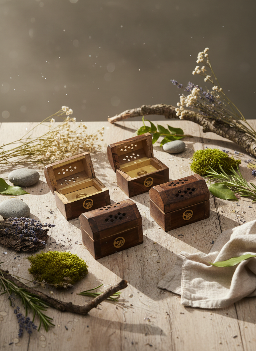 Mini Incense Cone Smoke Box i mangotræ