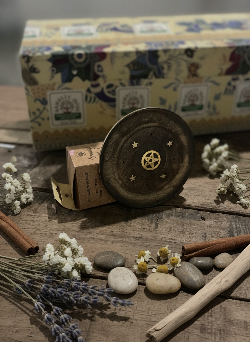 Mango Wood Disc 10 cm – røgelsesholder til pinde og kegler