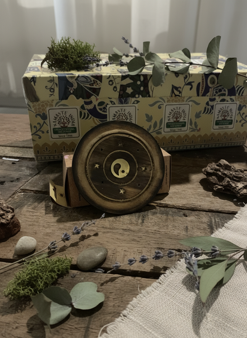 Mango Wood Disc 10 cm – røgelsesholder til pinde og kegler