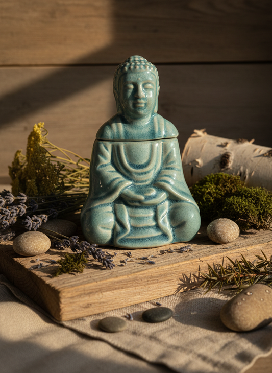 Siddende Buddha oliebrænder