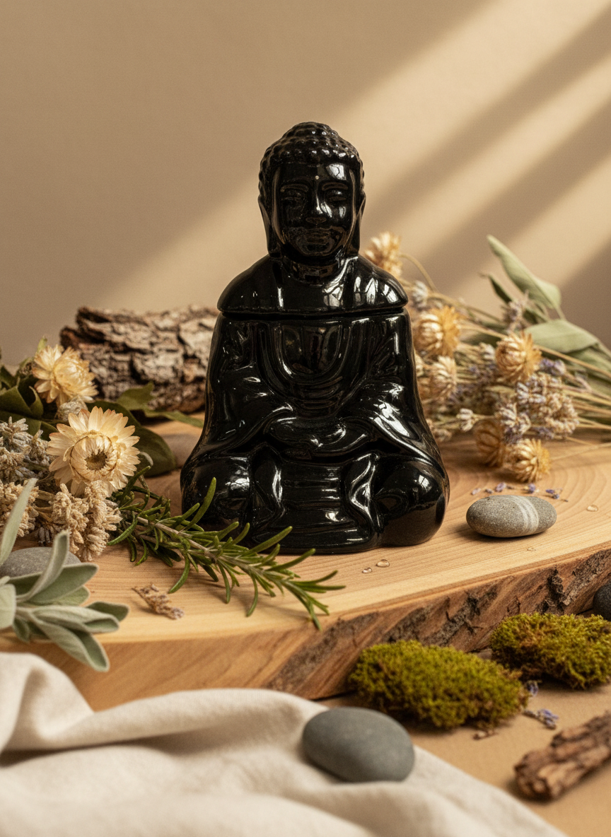 Siddende Buddha oliebrænder