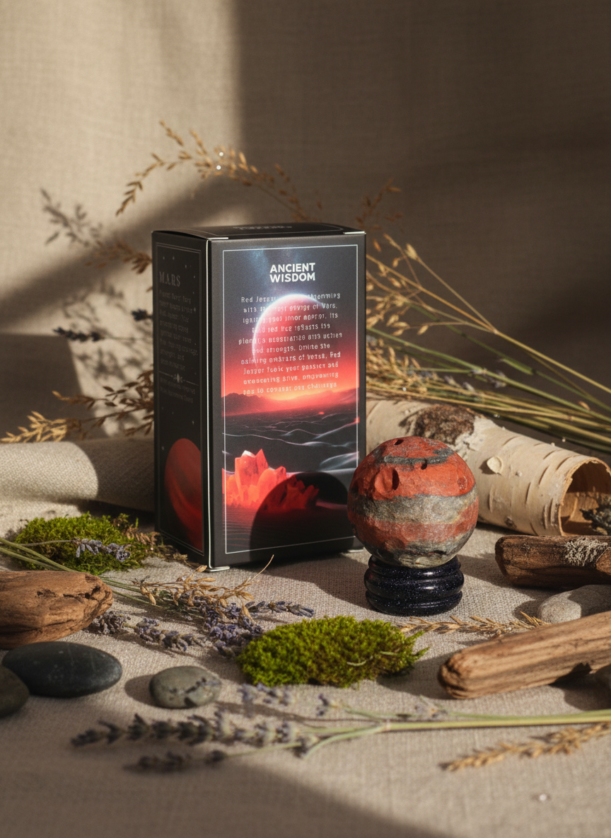 Red Jasper Planet på Goldstone Stand – Mars – 40 mm