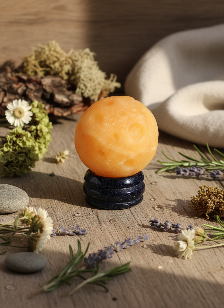 Yellow Jade Planet på Goldstone Stand – Saturn – 40 mm