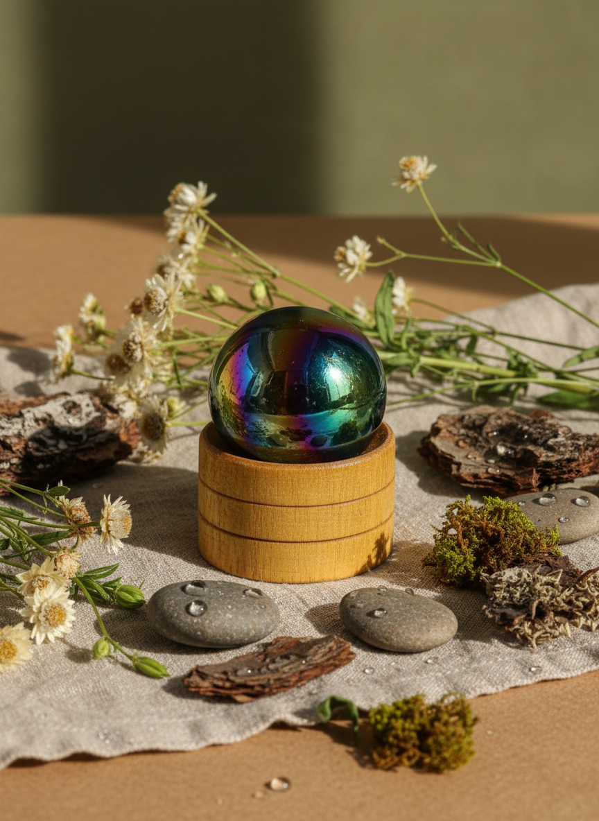 Ametyst Aura Kugle – 40 mm med stand