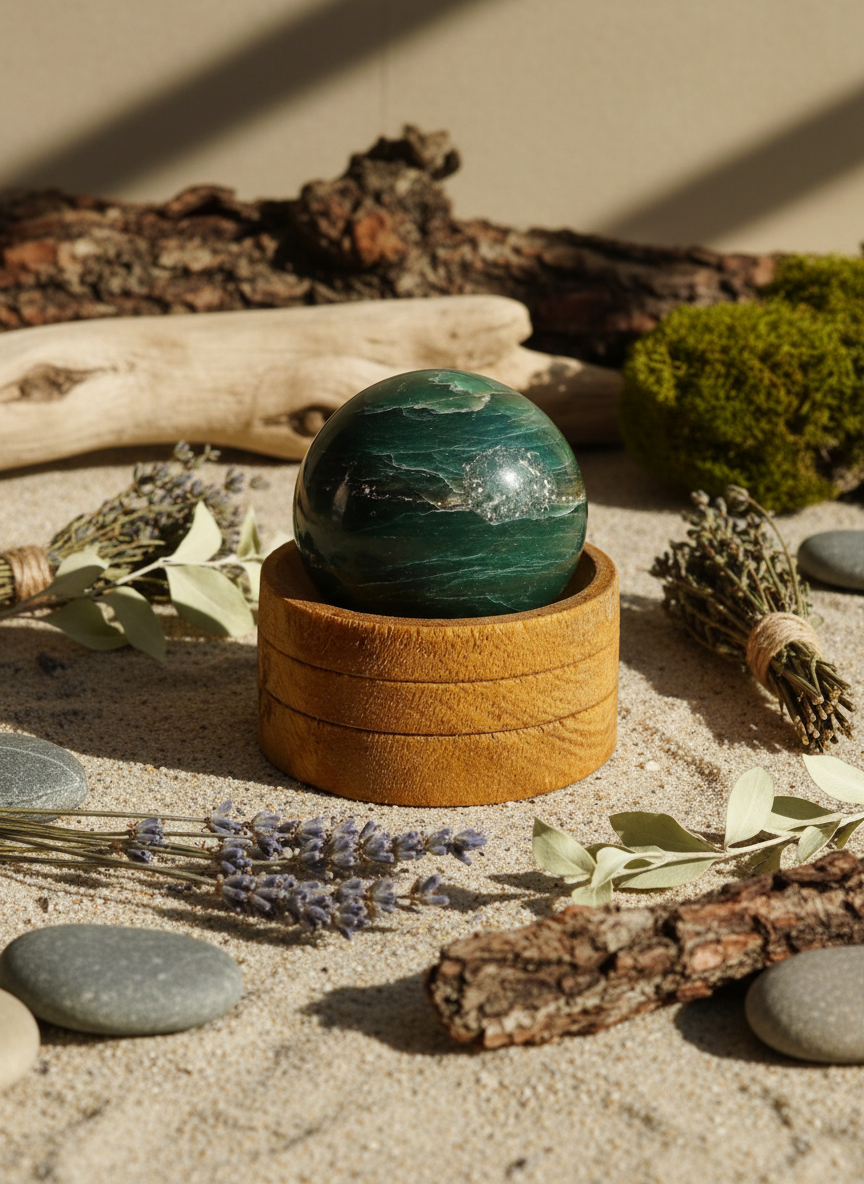 Grøn Kugle – 50 mm (Handelsnavn: Indian Jade)